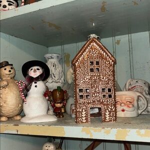 Pottery Barn Gingerbread Village House TALL Brown Stoneware Christmas New